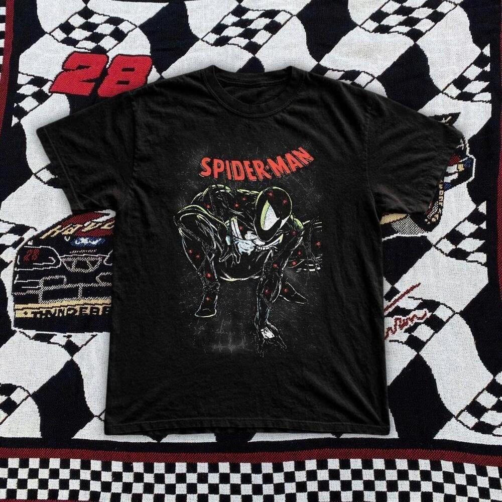 Black Spider Man Tee With Bold Graphics